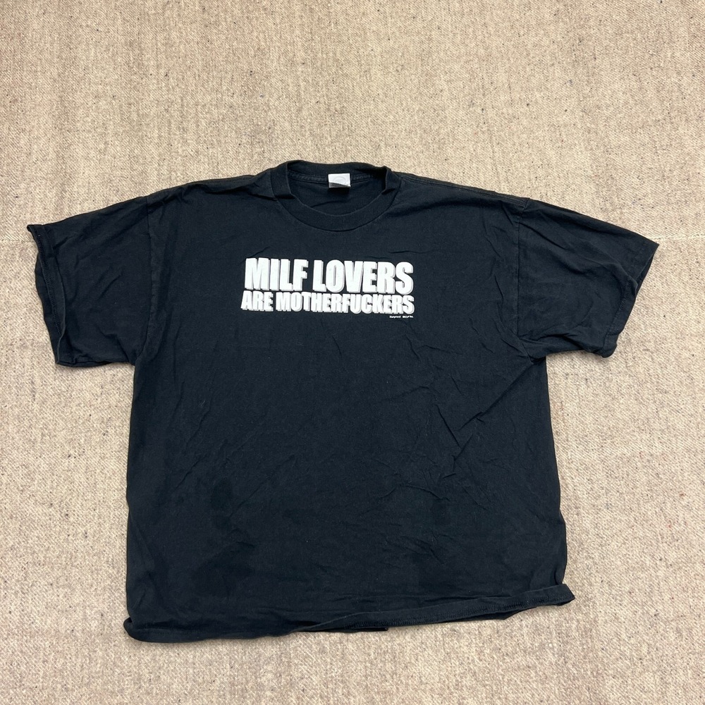 Vintage Milf Shirt Mens XL Black 2000s Y2K Humour Funny